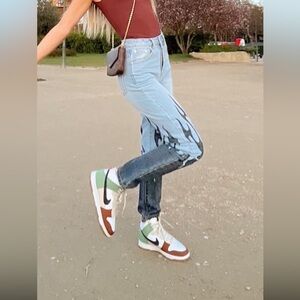 Stylish Flame-Patterned Jeans